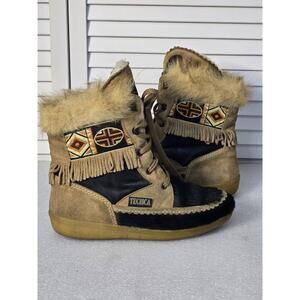 Tecnica Native American Snow Boots Brown / Black Tribal Women's Size 7.5 / 8